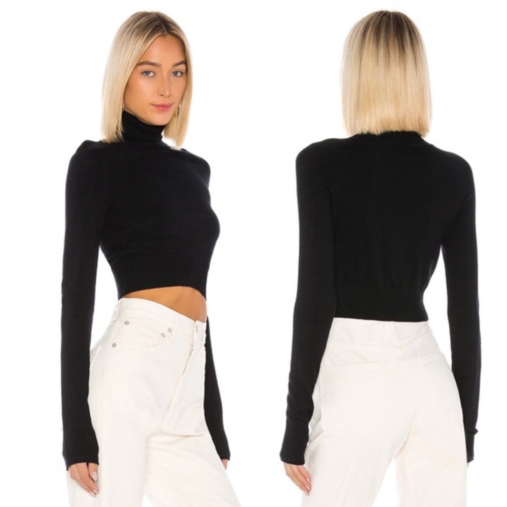 Privacy Please Black Turtleneck Sweater Cropped